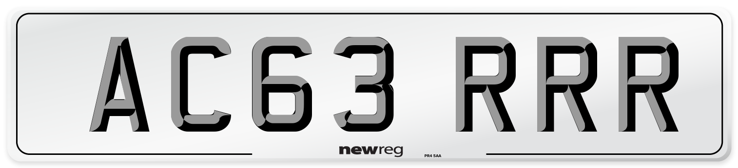 AC63 RRR Number Plate from New Reg